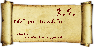 Körpel István névjegykártya